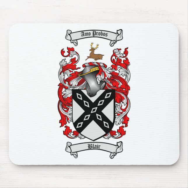 BLAIR FAMILY CREST -  BLAIR COAT OF ARMS MOUSE MAT (Front)
