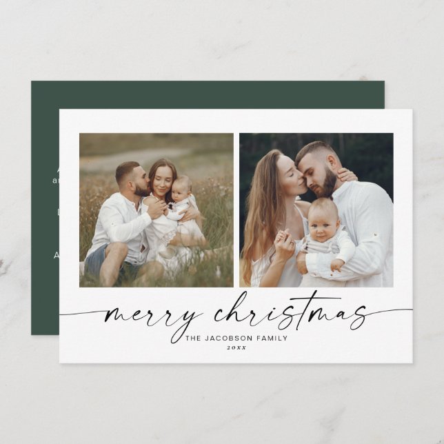 BLAIR Minimalist Bohemian 2 Photo Christmas Card (Front/Back)