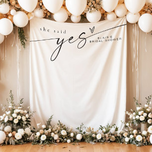 BLAIR Minimalist Boho She Said Yes Bridal Shower Tapestry