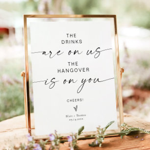 BLAIR Minimalist Wedding Open Bar Sign   Modern