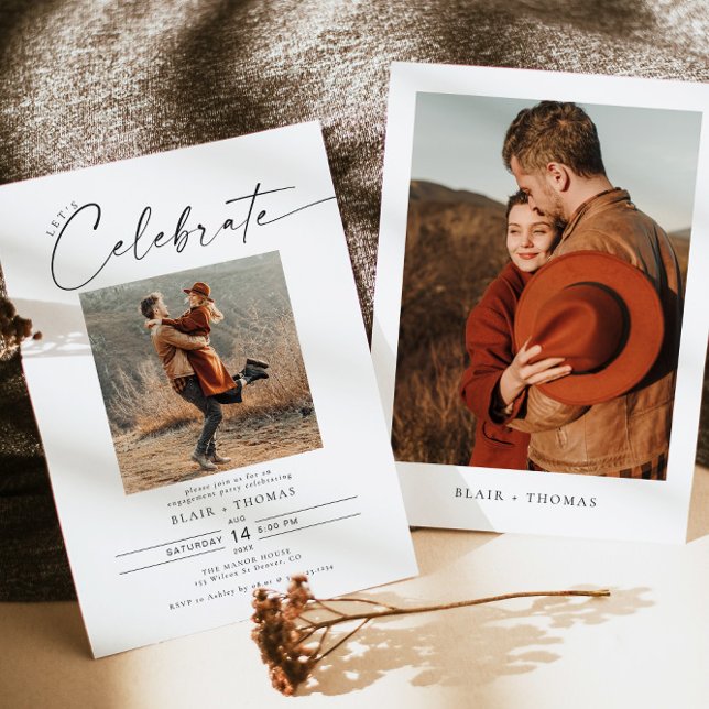 BLAIR Modern Bohemian Photo Engagement Party Invitation (Creator Uploaded)