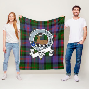 Blair Modern Clan Badge Tartan Plaid Fleece Blanket