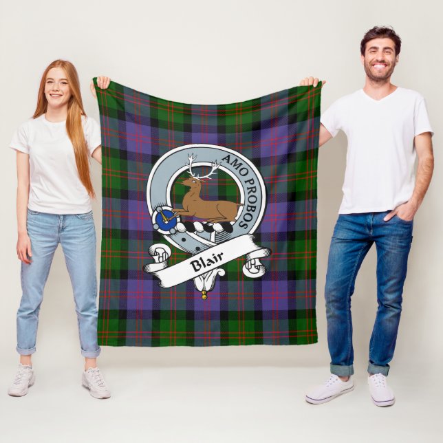Blair Modern Clan Badge Tartan Plaid Fleece Blanket (In Situ)