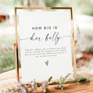 BLAIR Modern How Big is Her Belly Baby Shower Game Poster