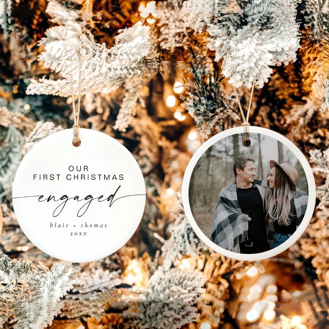 BLAIR Modern Minimal 1st Christmas Engaged Holiday Ceramic Tree Decoration (Creator Uploaded)