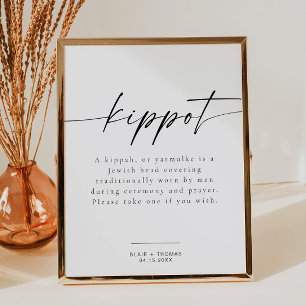 BLAIR Modern Minimalist Kippot Kippah Wedding  Poster