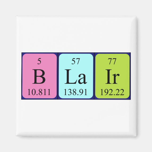 Blair periodic table name magnet (Front)