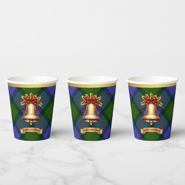 Blair Personalised Tartan Christmas  Paper Cups (Multi)