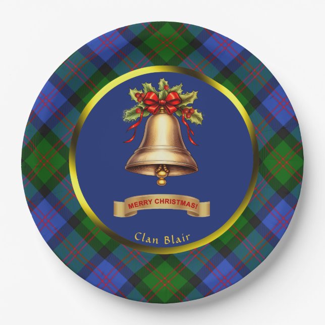 Blair Tartan Personalised Christmas Paper Plate (Front)