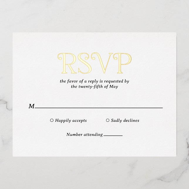 Blaire Black White Modern Wedding Foil Invitation Postcard (Front)