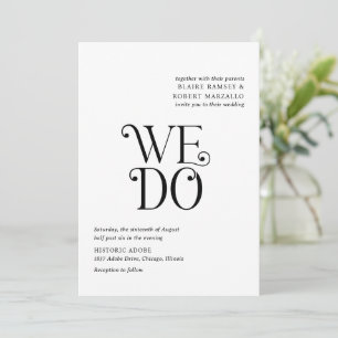 Blaire Black White Modern Wedding Invitation