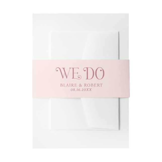 Blaire Blush Pink Modern Wedding Invitation Belly Band (Front Example)