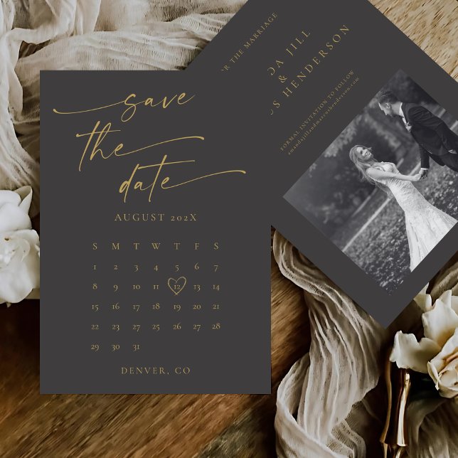 BLAIRE Modern Calligraphy Script Photo Wedding Save The Date (Creator Uploaded)