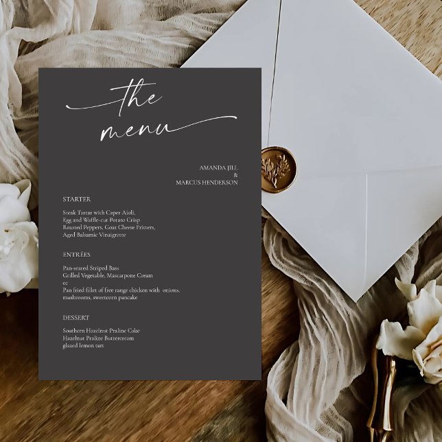 BLAIRE Modern Calligraphy Script Wedding  Menu (Creator Uploaded)