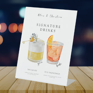 BLAIRE Modern Wedding Signature Drinks Menu Pedestal Sign