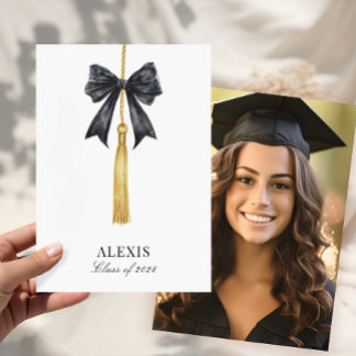 Blak Bow Photo Graduation Announcement