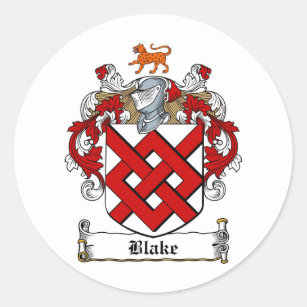 BLAKE FAMILY CREST -  BLAKE COAT OF ARMS CLASSIC ROUND STICKER
