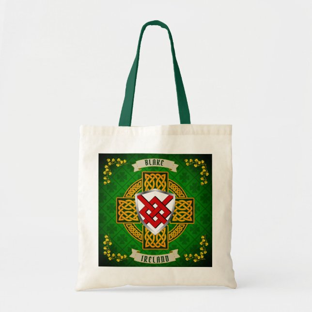 Blake Irish Shield & Celtic Cross Personalised Tote Bag (Front)