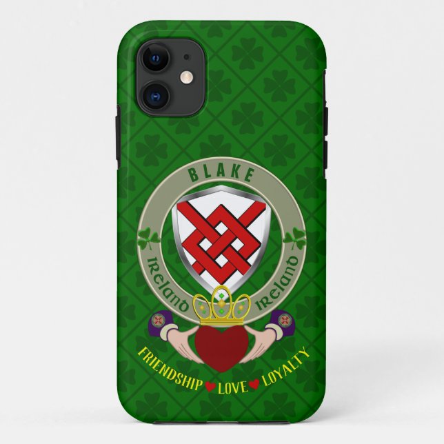 Blake Irish Shield & Claddagh Personalised Case (Back)
