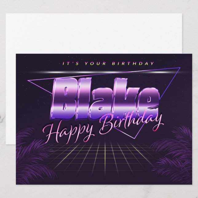 Blake Name First Name purla retro Card Birthday (Front/Back)
