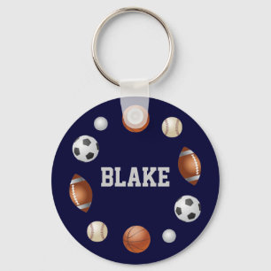 Blake World of Sports Name Keychain - Navy Blue