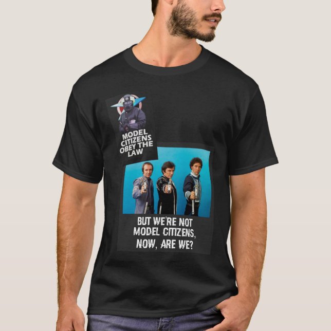 Blake&x27;s 7 Model Citizens Obey The Law Avon Vil T-Shirt (Front)