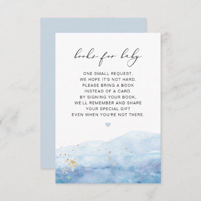 BLAKELY Dusty Blue Watercolor Books for Baby Card (Front/Back)