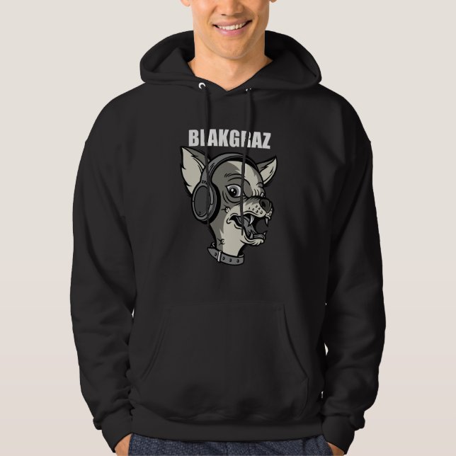Blakgraz Lucy the Dog with Headphones T-Shirt Hoodie (Front)