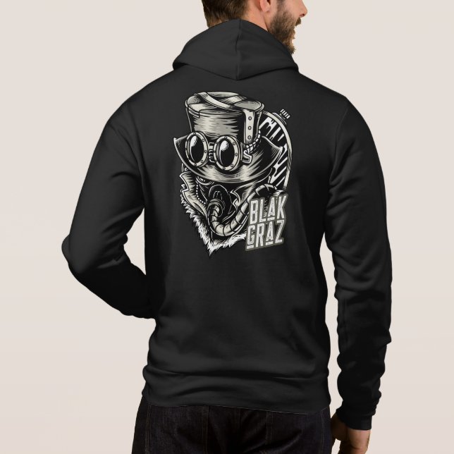 Blakgraz Steampunk Hat and Goggles Hoodie (Back)
