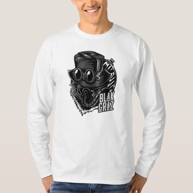Blakgraz Steampunk Hat and Goggles T-Shirt (Front)