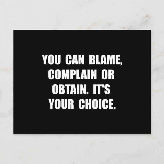Blame Complain Obtain Postcard (Front)