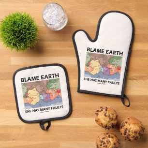 Blame Earth She Has Many Faults Plate Tectonics Oven Mitt & Pot Holder Set