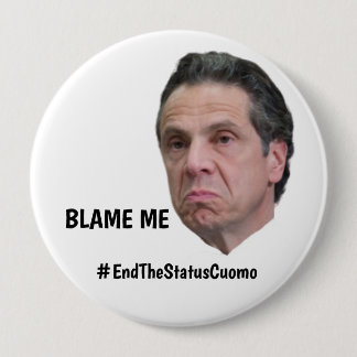 Blame him. 10 cm round badge