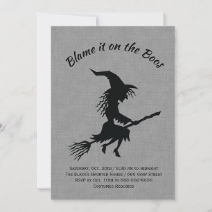 Blame it on the Boos Linen Halloween Party Invitation