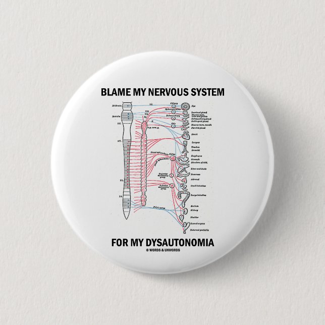 Blame My Nervous System For My Dysautonomia 6 Cm Round Badge (Front)