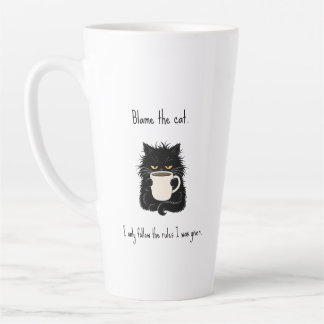 Blame The Cat Funny Black Cat Lover Latte Mug