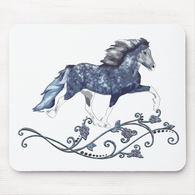Blámóða Delft Blue Icelandic Horse Mouse Mat (Front)