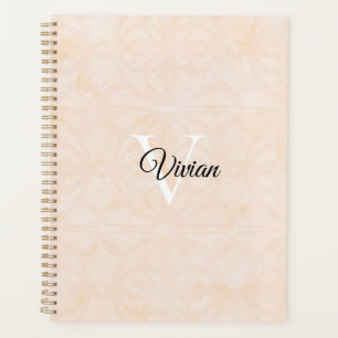 Blanc Cream Batik Elegant Monogram Name Planner