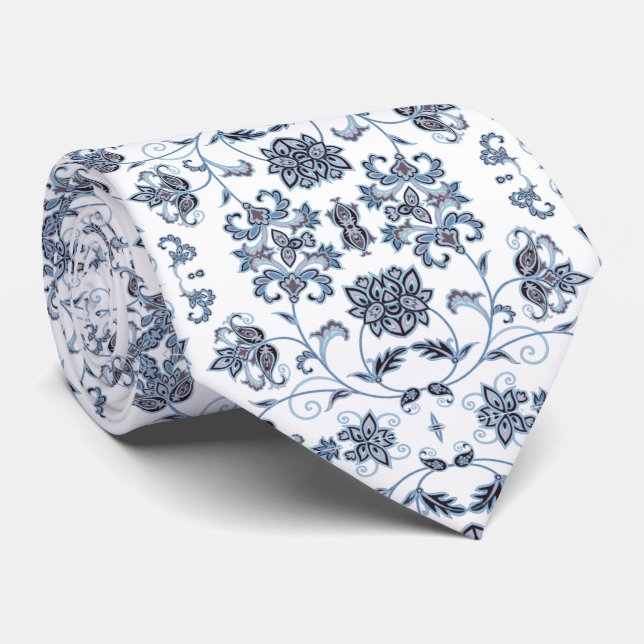 Blanca con decoración azul tie (Rolled)