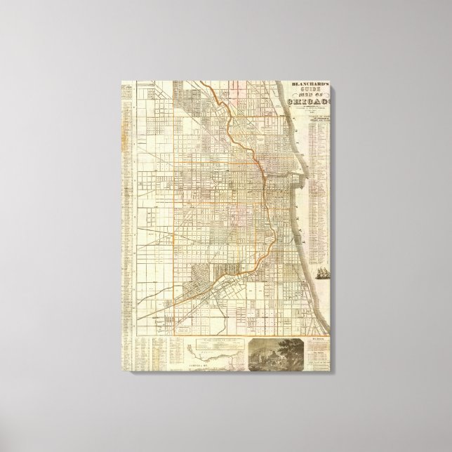 Blanchard's guide map of Chicago Canvas Print (Front)