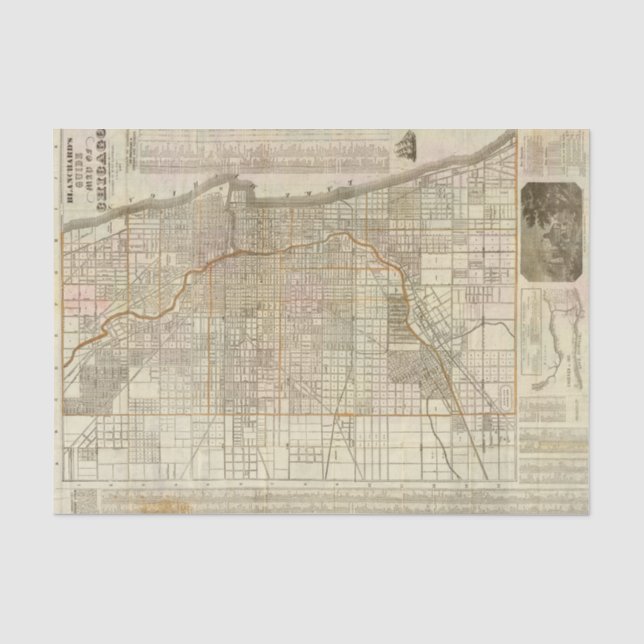 Blanchard's guide map of Chicago Tissue Paper (Front)