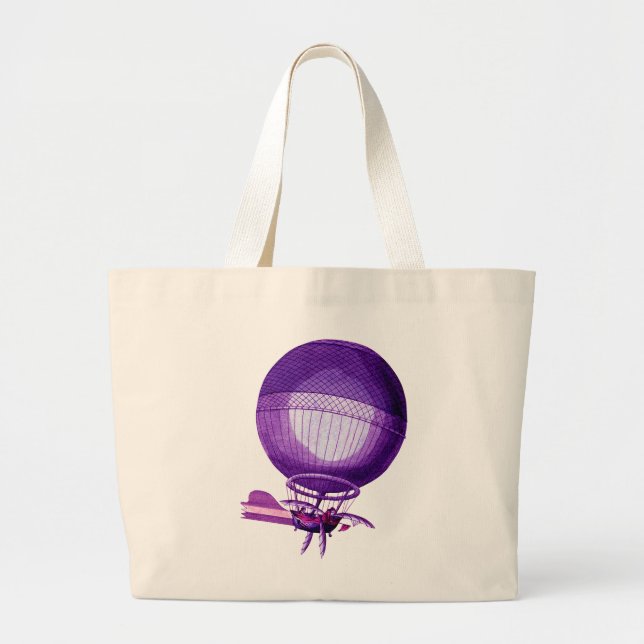 Blanchards Hydrogen (Purple) Hot Air Balloon Large Tote Bag (Front)
