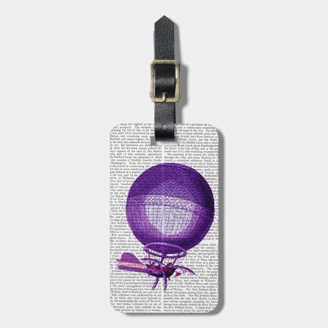 Blanchards Hydrogen (Purple) Hot Air Balloon Luggage Tag (Front Vertical)