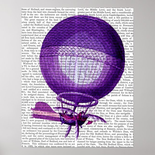 Blanchards Hydrogen (Purple) Hot Air Balloon Poster (Front)