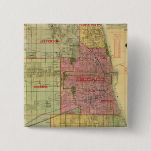 Blanchard's map of Chicago and environs 15 Cm Square Badge