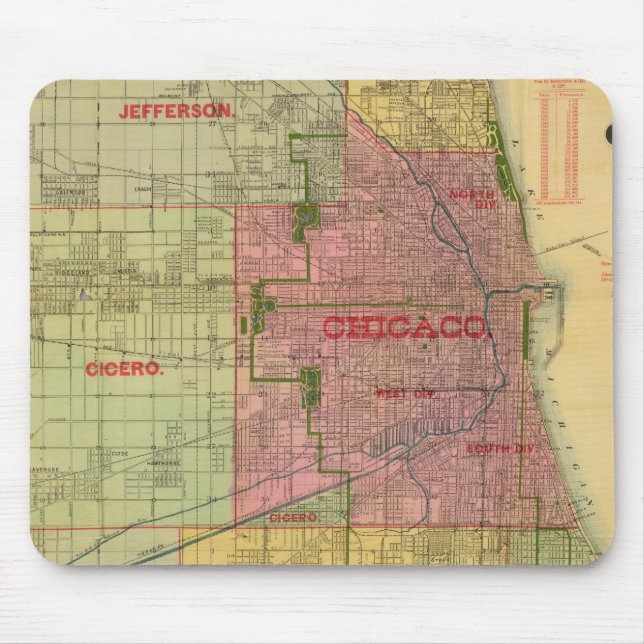 Blanchard's map of Chicago and environs Mouse Mat (Front)