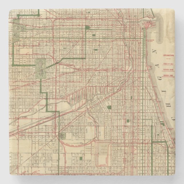 Blanchard's map of Chicago Stone Coaster (Front)