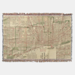 Blanchard's map of Chicago Throw Blanket