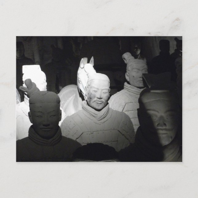 Blanco y Negro Foto Guerreros de Xiam China Postcard (Front)