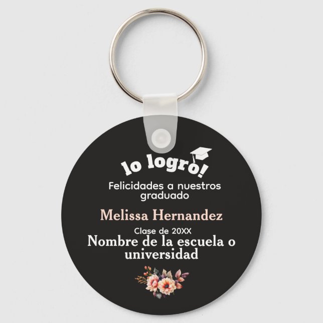 Blanco Y Negro Lo Logro Black & White She Did It!  Key Ring (Front)